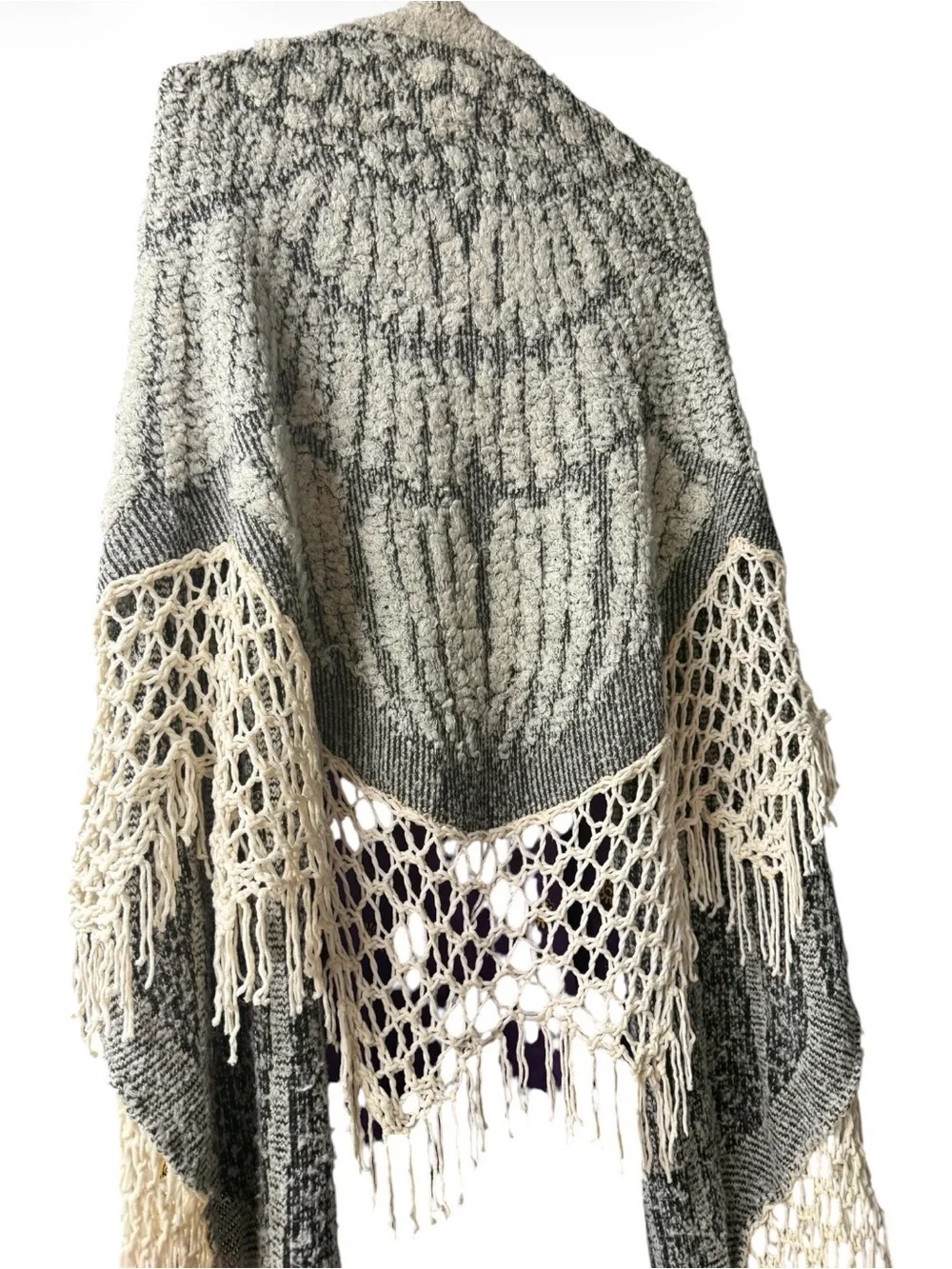 Anthropologie Angel Of The North Fringed Wrap Shawl Poncho